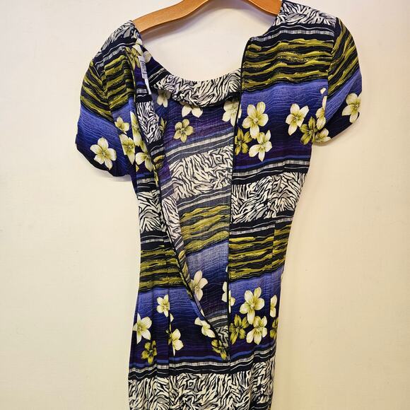 Jessica Howard Hawaiian Floral Wrap Dress Size 6P Maxi Vacation Travel Tropical - Picture 4 of 8